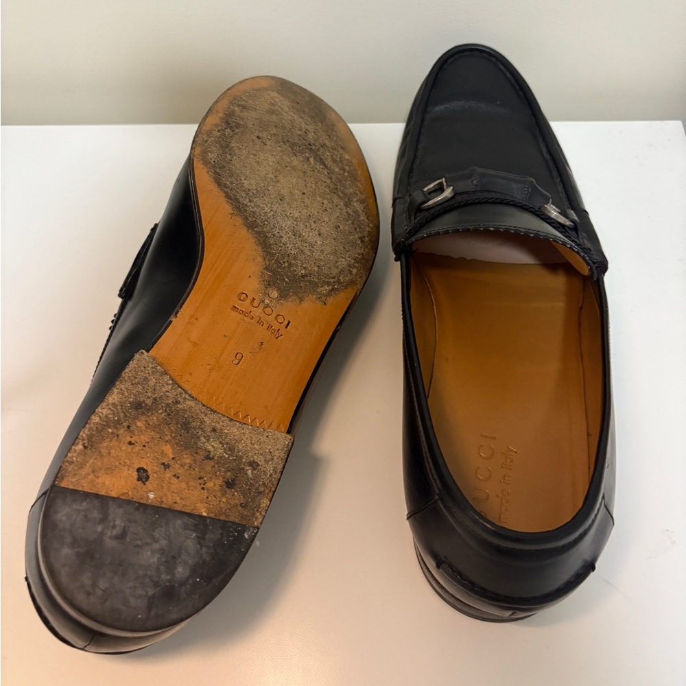 Gucci Black Leather Bamboo Horsebit Slip On Loafers 9 - Picture 6 of 6